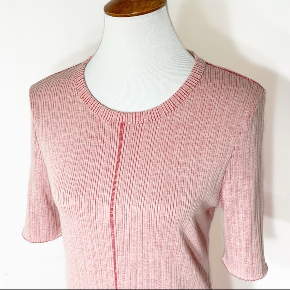 SOLD-Rag & Bone Two Tone Pink Ribbed Midi Dress - Picture 9 of 16